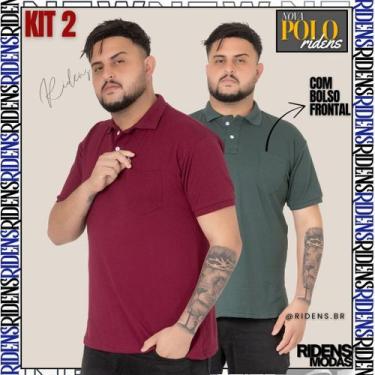 Imagem de Kit 2 Camisa Gola Polo Com Bolso Masculina Tecido Premium - RIDENS, Vi