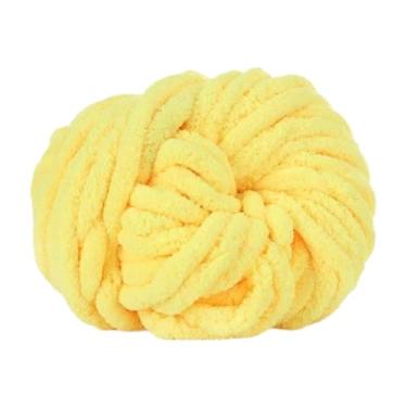 Imagem de Vaveren Fio de chenille grosso para tricô à mão, lavável, ideal para gorros, almofadas, cachecóis, mantas e tapetes de tricô, Amarelo