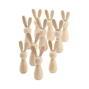 Imagem de Bonecos De Madeira 10 Peças Corpos De Coelho Fantoches Em Branco Para 