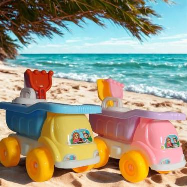 Imagem de Caminhão Infantil de Praia Tomate Cor Amarelo Brinquedo Para Areia Cri