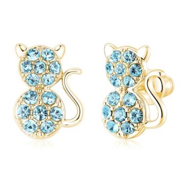 Imagem de Sepfavo Lindos brincos de gato fofos hipoalergênicos, amantes de gatos, meninas, crianças, aniversário, Páscoa, Natal, Dia dos Namorados, presente para avó, mãe e neta, filha, MINI, Aço inoxidável