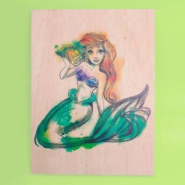 Imagem de Quadro Ariel Princesa Disney Aquarela - Desembrulha