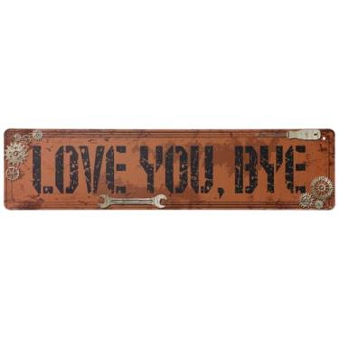 Imagem de Placa de Rua Love You Bye, 40x10cm Ferro Estilo Retrô Decoração de Parede Love You Bye Presente para Casa Escritório Dormitório Ou Bar