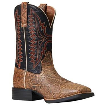 Imagem de ARIAT Bota masculina esportiva Smokewagon bico quadrado desenfreado sem cadarço cano médio - azul, marrom, Estampa de elefante pardo/Liberty Black, 8 Wide