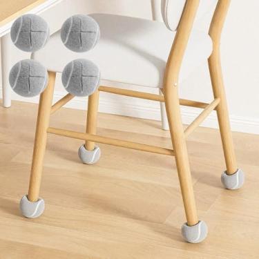 Imagem de Pacote com 4 almofadas de cadeira de design de bola de tênis capas de perna de proteção contra arranhões -14 cm C x 14 cm L, cinza