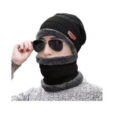 Imagem de Conjunto De Gorro E Cachecol De Inverno Em Tecido Grosso, À Prova De V