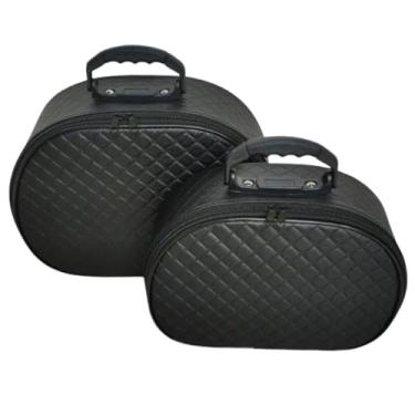 Imagem de Kit 2 Frasqueiras para Viagem e Maquiagem – Maleta Necessaire Grande e Pequena com Zíper(Preto)
