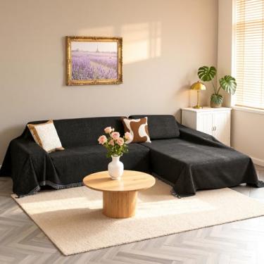 Imagem de MEETSKY Capas de sofá seccionais laváveis, 2 capas de sofá de chenille para 2 almofadas em forma de L, protetor de móveis multiuso para animais de estimação, crianças (180 x 259 cm + 180 x 299 cm