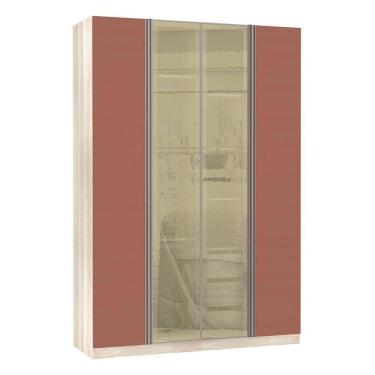 Imagem de Guarda Roupa Solteiro 4 Portas 3 Gavetas Prime Plus Com Vidro Reflecta 1,59 Cm Luciane Móveis