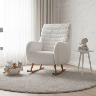 Imagem de Poltrona Amamentação Balanço de Madeira Zen Branco