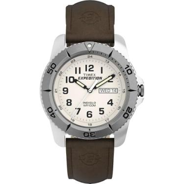 Imagem de Timex Relógio masculino com pulseira de couro marrom tradicional Expedition T46681