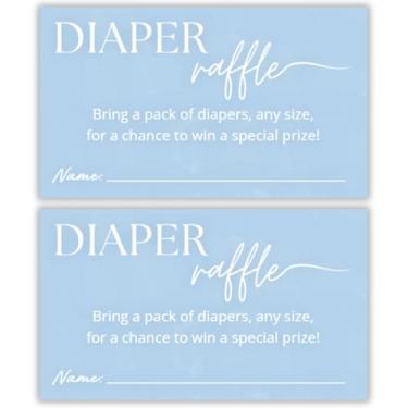 Imagem de Bilhetes para sorteio de fraldas | 9,5 x 5 cm | Cartas de sorteio de fraldas azuis | Jogo de chá de bebê | Conjunto de 50