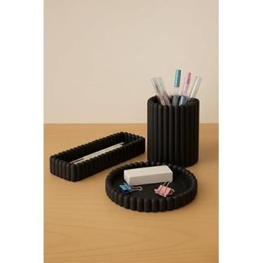 Imagem de Kit de Escritório Completo - Conjunto de Organizadores Porta-Canetas e Clips para Mesa de Trabalho e Home Office (Preto)