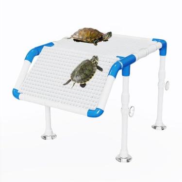 Imagem de LUO TUO TOOL Plataforma para tartarugas aquáticas grande com 33 cm de largura para tartarugas aquáticas com rampa, design estável com ventosas, acessórios para tanques aquáticos fáceis de montar