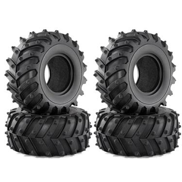 Imagem de MYHWDRNU Peças de carro RC compatíveis com Axial para SCX10 para Wraith para Capra para TRX4 D90 1/10 RC Crawler Car 4 peças 128 mm 2,2 polegadas pneu de borracha roda pneu