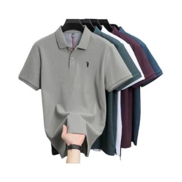Imagem de Camisa Polo Masculina De Algodão Respirável Com Manga Curta Bordada Ca