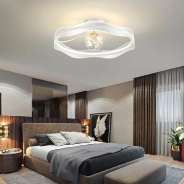 Imagem de Luminária de teto criativa com cúpula de vidro estrelado, LED 44W, moderna, com controle remoto, minimalista, para sala de estar, romântica, lustre para cozinha, escritório, iluminação de te