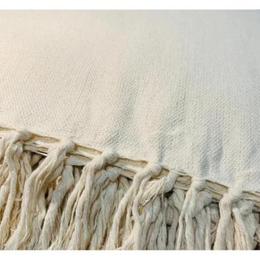 Imagem de Manta Para Sofá Gigante 100% Algodão Artesanal | Cobertura Decorativa para Sofá ou Cama, Franja Feita à Mão, Charme e Conforto(CRU)