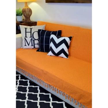 Imagem de Manta Sofá Gigante Algodão Artesanal Deco - Laranja Mesclado