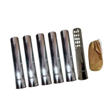 Imagem de harayaa Tubo de aço inoxidável para fogão, tubo com corta-faíscas, espesso, chaminé reta, acessórios para barracas de camping