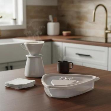 Imagem de Porta Filtro De Café Pote Coador De Papel Com Tampa - Plasútil