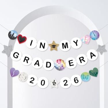 Imagem de Big Dot of Happiness Faixa de festa Eras - Pulseira de amizade de 28 peças, decorações de festa de graduação, decoração de celebração de formatura com cordão de cetim branco de 10 jardas - In My Grad