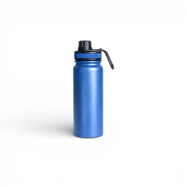Imagem de Garrafa Térmica Premium Inox 304 800ml Isolamento a Vácuo Parede Dupla Alça de Transporte Tampa Anti-Vazamento Fria e Quente 12h (1, Azul)
