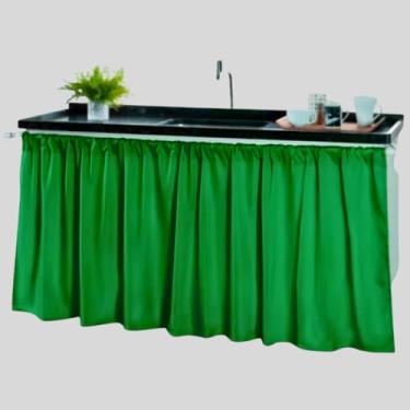 Imagem de Cortina Pia Cozinha Moderna Elegante 1,40 x 80 Decoração Balcão Tanque Tecido Oxford(Cortina Pia VERDE ESCURO,1 UNIDADE)