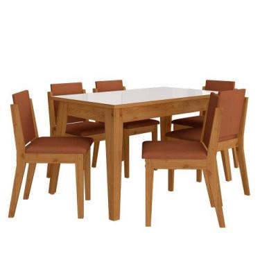 Imagem de Mesa 1,36 Com 6 Cadeiras Libéria Cinamo/off Whi/terraco - M. Arapongas