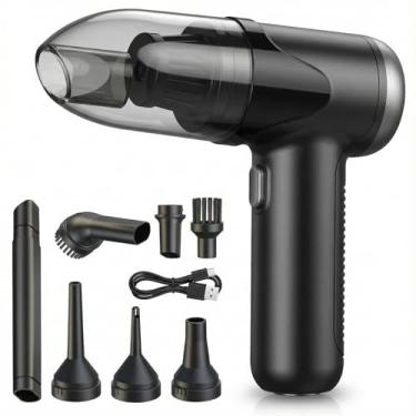 Imagem de TEZILON Aspirador De Pó Pequeno Sem Fio, Leve, 0,68 Lb, Mini Aspirador De Pó Portátil Para Carro, 3 Em 1, Com Forte Sucção/Sopro/Aspiração De Ar, Espanadores, Porta Tipo C, Motor De Alta Potência Pa