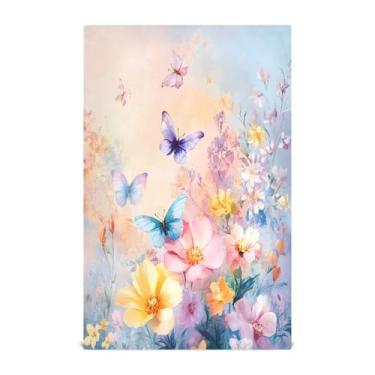 Imagem de xigua Conjunto de 1 panos de prato de cozinha de flores e borboletas coloridas, macias e altamente absorventes de secagem rápida para limpeza de pratos e limpeza à mão, 71 x 45 cm