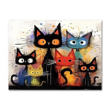 Imagem de ICYANART Kits de pintura de diamante de gato para adultos, arte de diamante de gato de perfuração completa para iniciantes, pintura 5D redonda com diamantes, fotos faça você mesmo, kits de artesanato