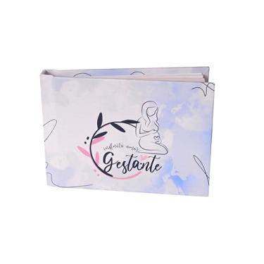 Imagem de Instalivro Álbum 10x15 Autocolante Horizontal para 20 fotos GESTANTE AZUL Infantil Bebê Grávida Gestação
