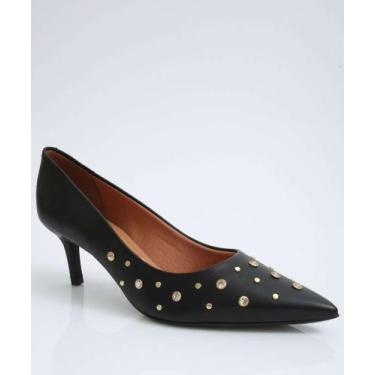 Imagem de Scarpin Feminino Strass Bico Fino Salto Fino Vizzano-11268, 35, Preto