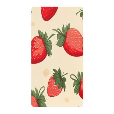 Imagem de Blueangle Lençol de berço padrão para berço infantil - Lençóis de algodão macio e respirável com estampa de morango (792)