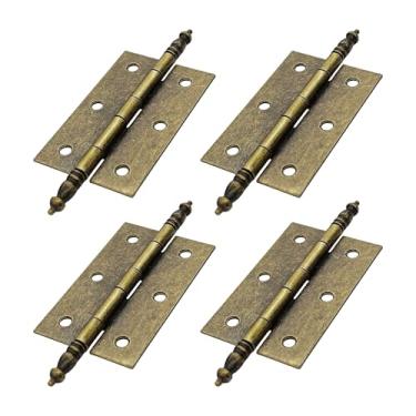 Imagem de Runseaway 4 peças de dobradiças dobráveis de bronze antigo, dobradiças de latão vintage para armário, porta, janela, caixa de madeira, baú, armário, ferragens de móveis, tamanho 7,4 cm x 4,5 cm
