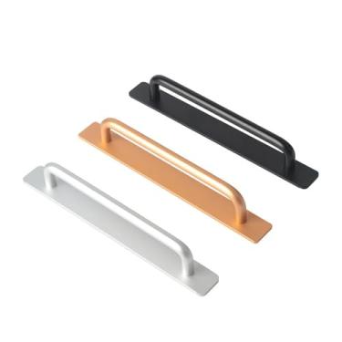 Imagem de Maçaneta de porta sem furos em liga de alumínio, puxador universal de hardware, ferramenta multiuso para janelas de vidro, portas de armário deslizantes de aço em PVC(Gold)