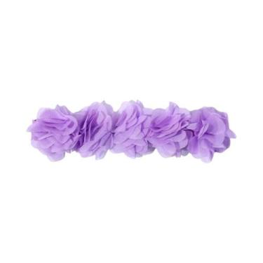 Imagem de Faixa De Cabelo Rosa De Chiffon Com Flor Para Bebês, Acessório Artesan