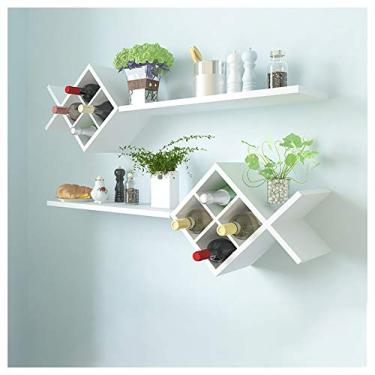 Imagem de Rack de vinho para parede de madeira maciça multicamadas suporte criativo de parede multifuncional (cor: #4) (#17) (#18)