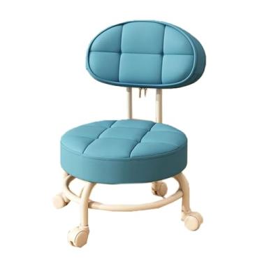 Imagem de SXAYTLH Banqueta baixa com assento de chão para limpeza de rodas, banco giratório de conversão de sapato com banco pequeno traseiro assento criativo, azul