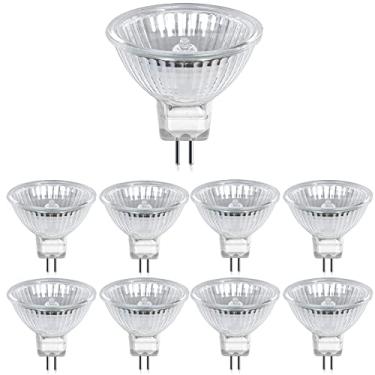 Imagem de Lâmpadas de halogêneo MR16 35W GU5.3 480 lúmens 12 volts branco quente 2700K, regulável com tampa de vidro transparente, perfeito para iluminação de paisagem e trilha, pacote com 8