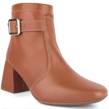Imagem de Bota Feminina Salto Bloco Grosso 7cm Cano Curto Zíper Moda Casual Inve