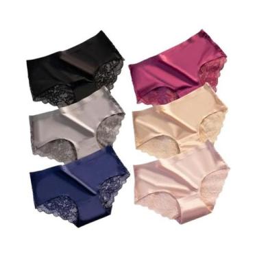 Imagem de Calcinhas Femininas De Renda Tamanho Grande WarmSteps 6 Peças/Conjunto