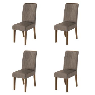 Imagem de Conjunto Com 4 Cadeiras Estofada Sala De Jantar Grécia Cedro / Mascavo Dobuê Cedro
