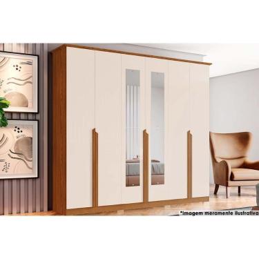 Imagem de Guarda Roupa 6 Portas (2 C- Espelho) E 6 Gavetas Andréas Nature-off White - Henn