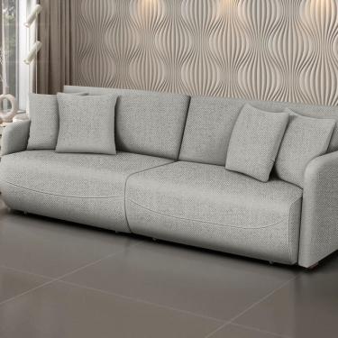 Imagem de Sofá Retrátil e Reclinável 260cm Linho Domus Cinza