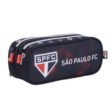 Imagem de Estojo infantil Escolar Duplo futebol São Paulo Tricolor Cor:PretoTama