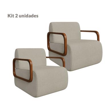 Imagem de Kit 2 Poltronas Kiev em Madeira de Eucalipto Movellu Home
