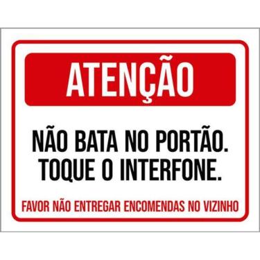 Imagem de Kit 10 Placas Atenção Não Bata Portão Toque Interfone