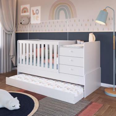 Imagem de Berço Multifuncional com Cômoda e Vira Bicama- Branco - Completa Móvei